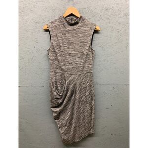 Karen Millen Women's Size 8 Gray Sleeveless‎ Drape Ruched Bodycon Midi Dress